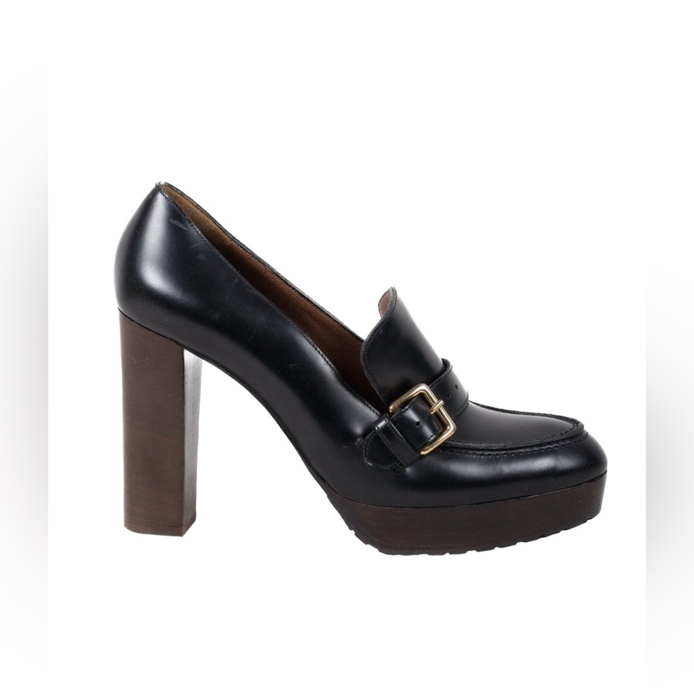 Marni Black Platform Buckle Heel Loafers